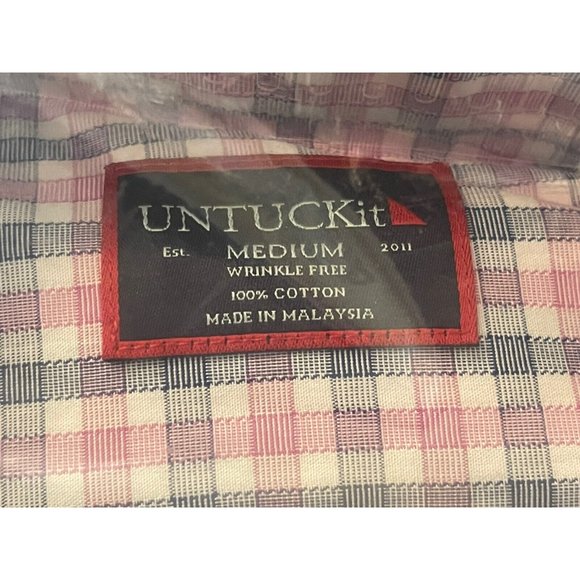 NWT UNTUCKit LS Button Up Shirt | Blue Pink Plaid | Dolcetto WF | Men’s M • Reg - Picture 4 of 6
